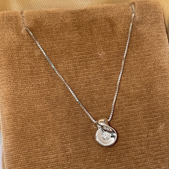 Solid Stamped 14K White Gold Natural Round Diamond Solitaire Pendant Necklace - Picture 6 of 14